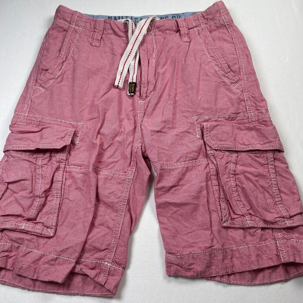 Nautica Cargo Short Men's 30 Pink Nailhead Cotton‎ Pockets Drawstring Mid-Rise